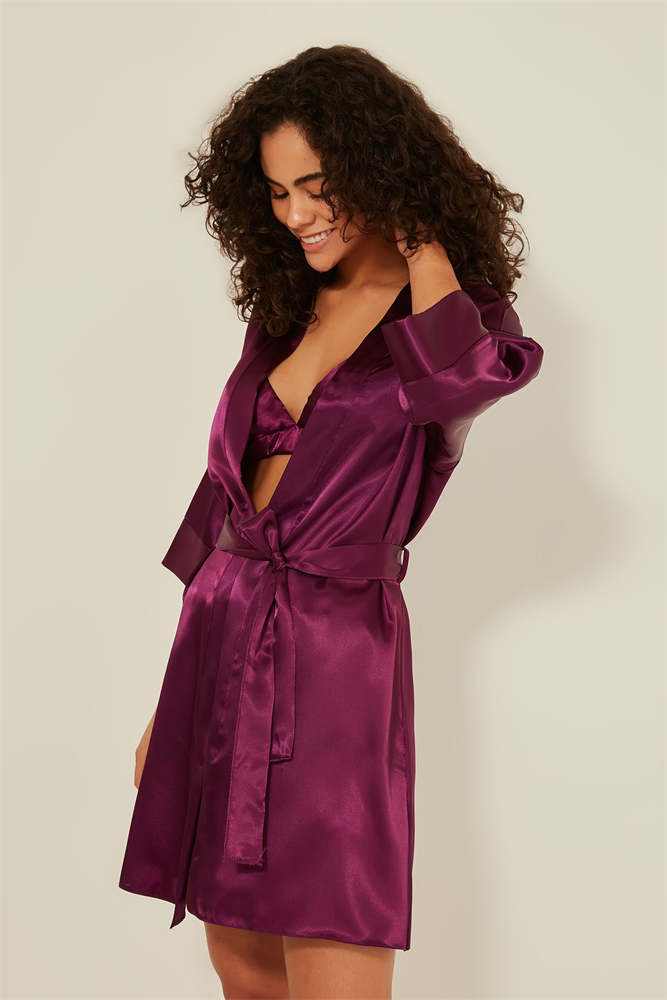 C&City Women Satin Triple Pyjama Set 049 Purple