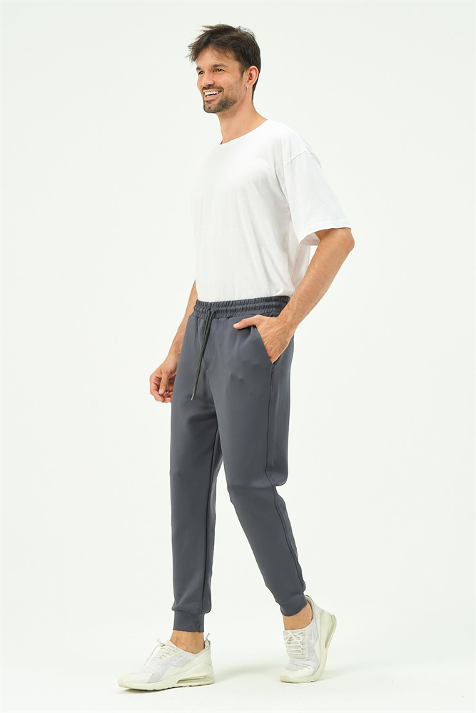 C&City Men Cuffed Leg Sweatpants with Side Pockets 851 Smoked Color