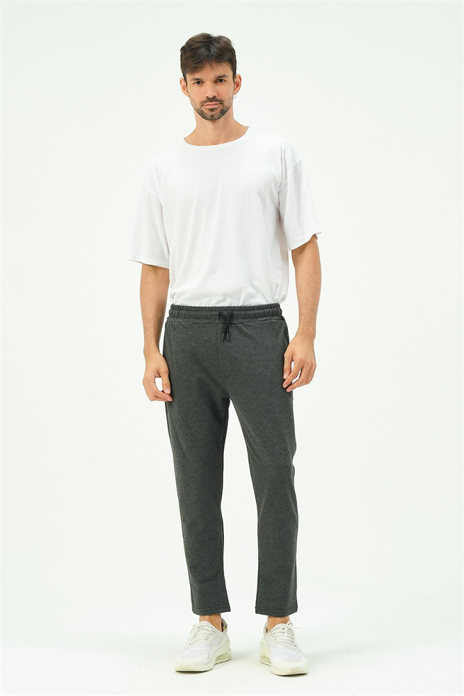C&City Men Straight-Leg Sweatpants with Side Pockets 780  Anthracite