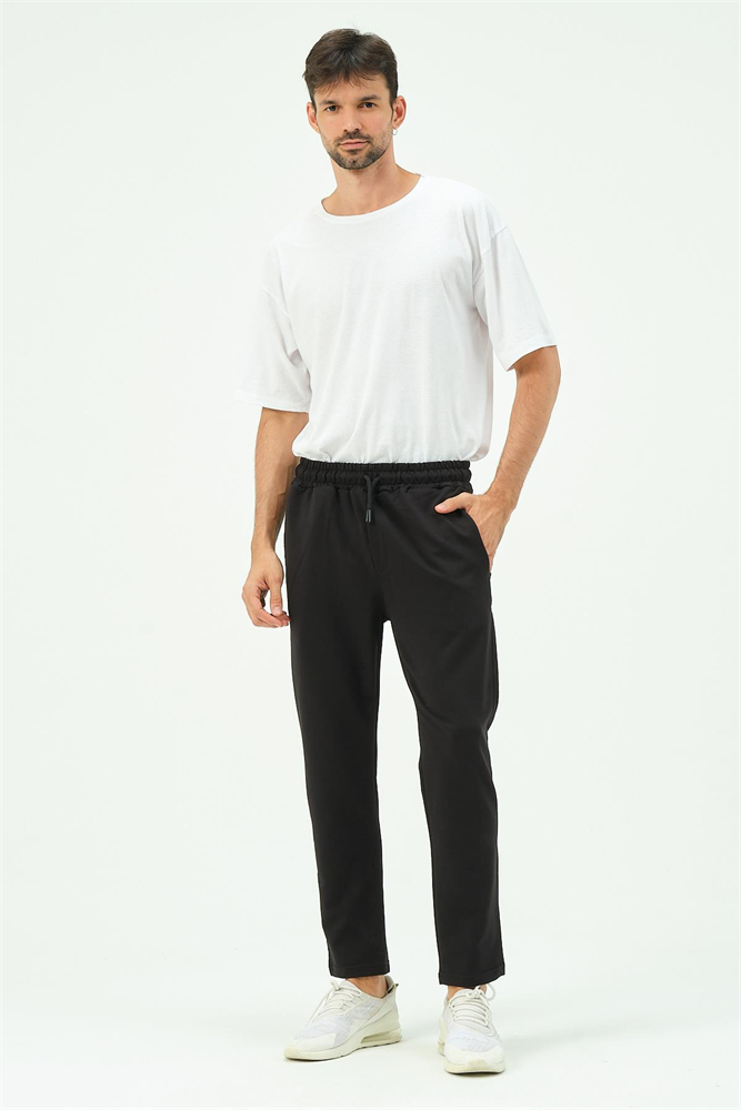 C&City Men Straight-Leg Sweatpants with Side Pockets 780  Black