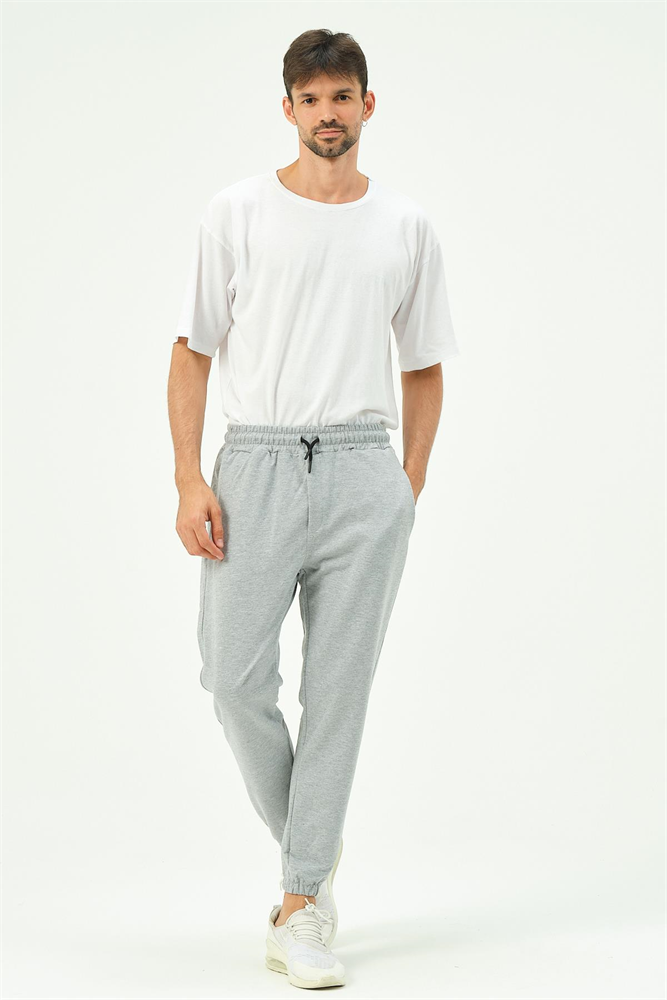 C&City Men Elastic Leg Sweatpants with Side Pockets 781 Grey
