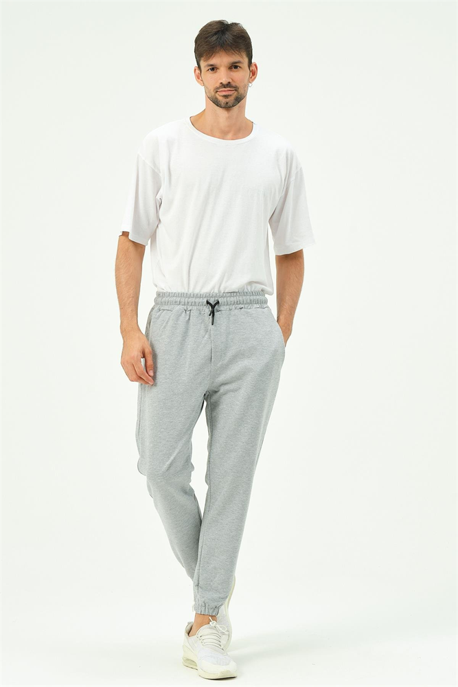 C&City Men Elastic Leg Sweatpants with Side Pockets 781 Grey