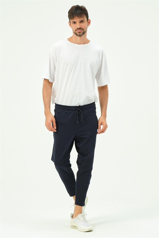 C&City Men Zippered Sweatpants with Back Pocket 782 Navy Blue