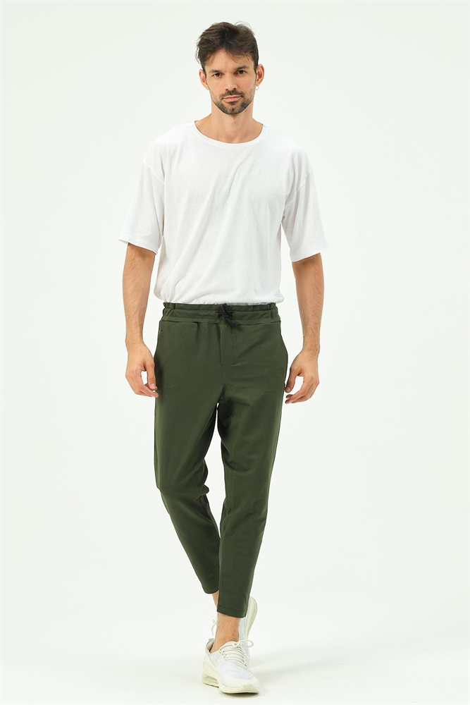 C&City Men Straight Leg Sweatpants with Back Pocket 783 Khaki