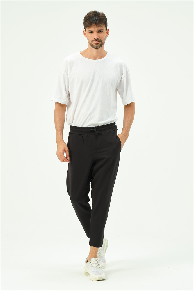 C&City Men Straight Leg Sweatpants with Back Pocket 783 Black