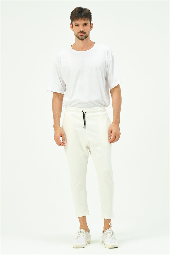 C&City Men Loose-Fit Straight Leg Sweatpants 785  Ecru