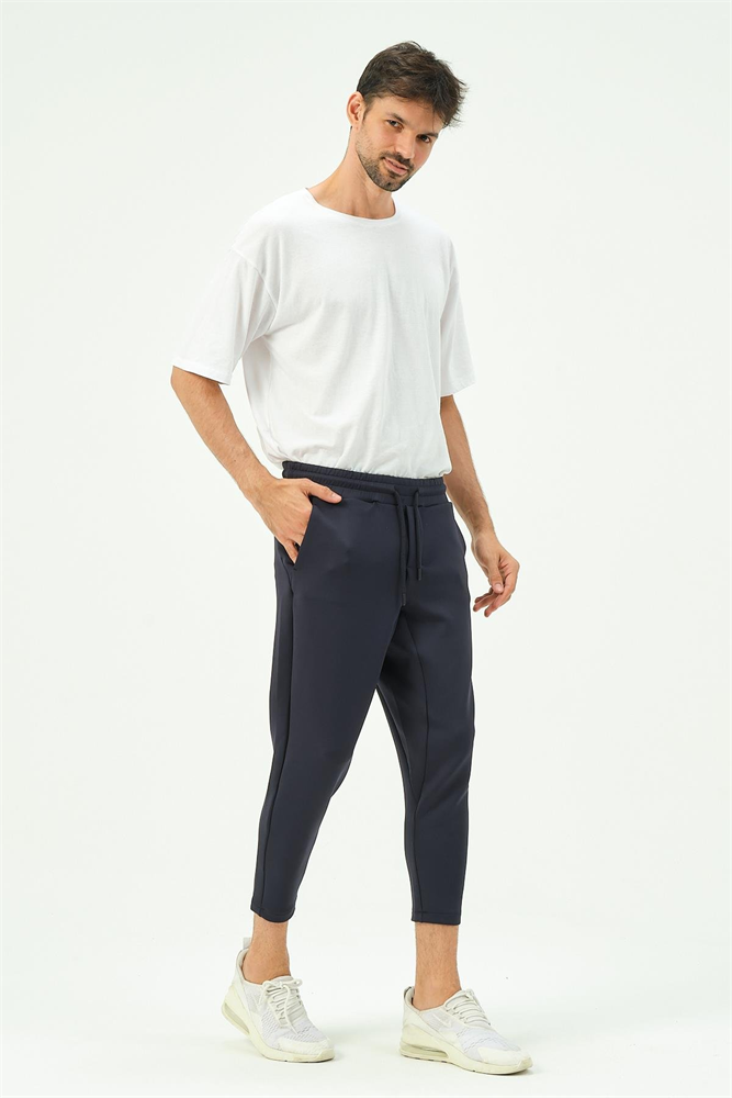 C&City Men Straight Leg Waist Detail Sweatpants 855  Navy Blue