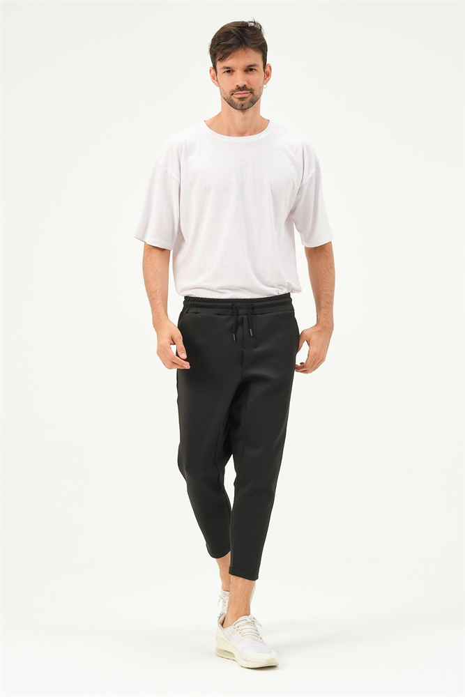 C&City Men Straight Leg Waist Detail Sweatpants 855  Black