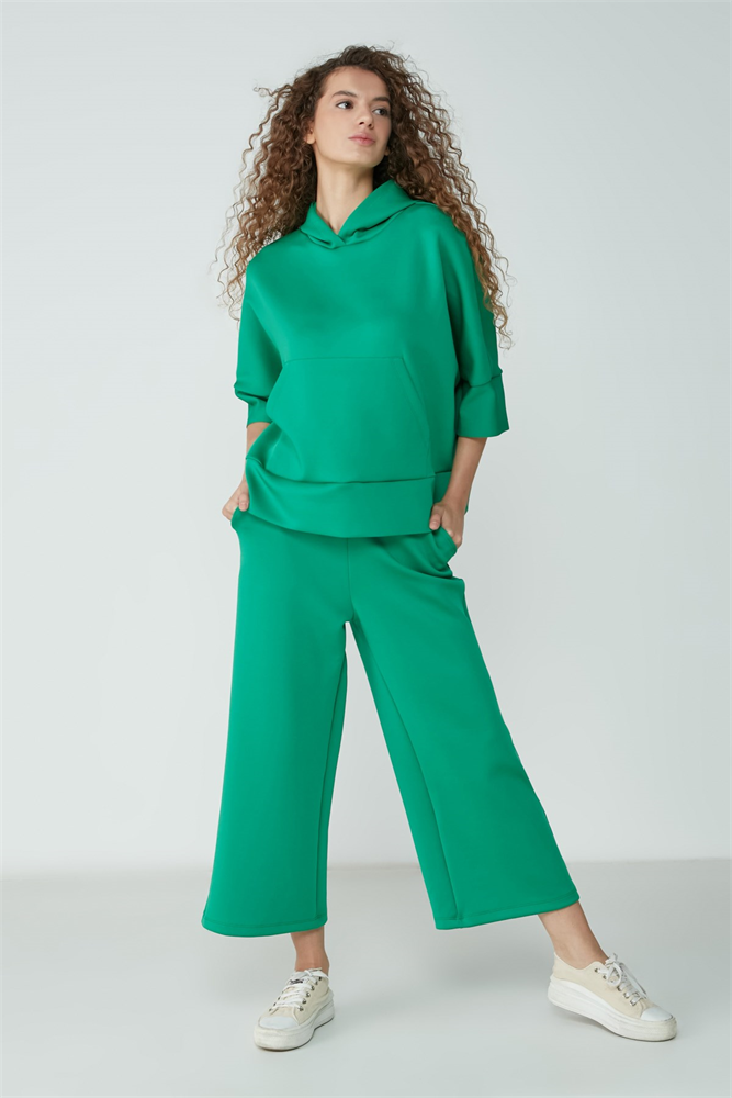 C&City Hoddie Knit Sweat Pyjama Set 9102 Green