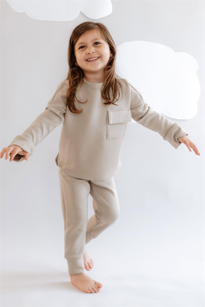 Girl Child Tracksuit Set 9170 Stone Color