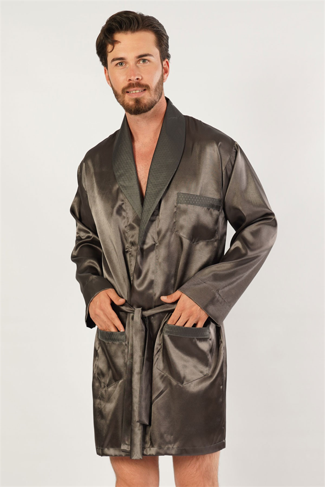 C&City Men Satin Nightgown 160950 Smoked Color
