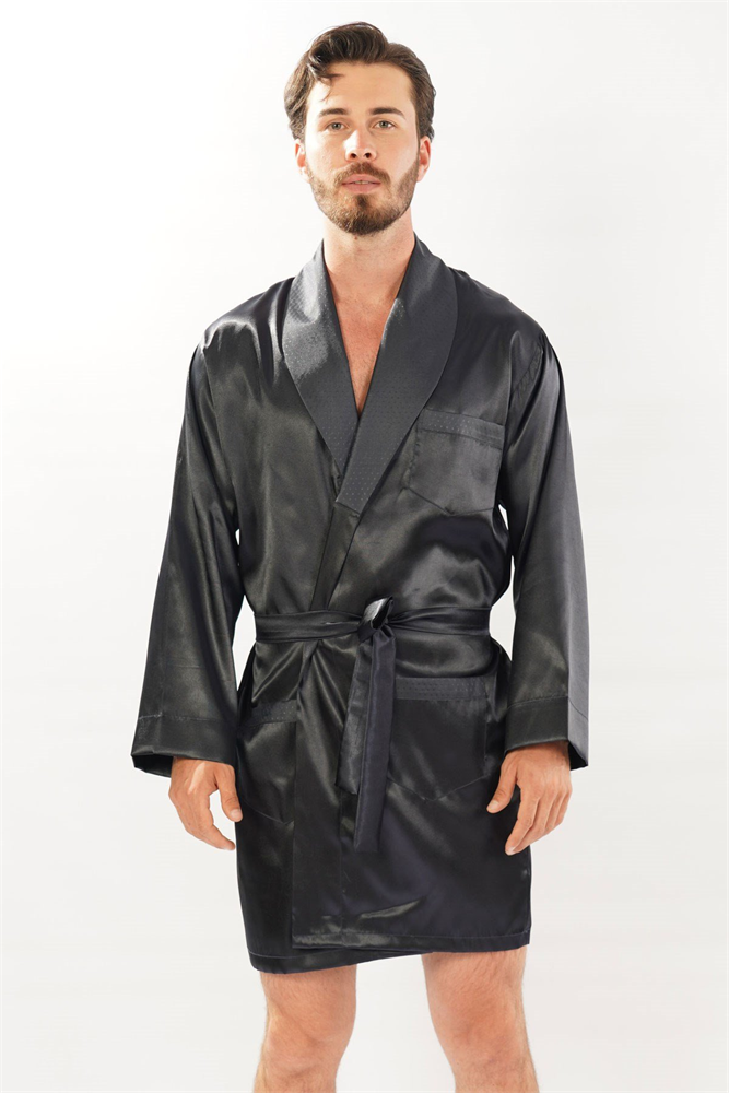 C&City Men Satin Nightgown 160950 Navy Blue