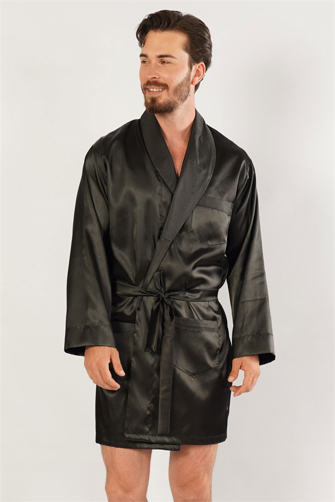 C&City Men Satin Nightgown 160950 Black