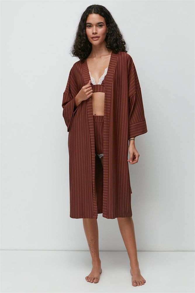 Batwing Sleeve Long Nightgown 9141 Brown