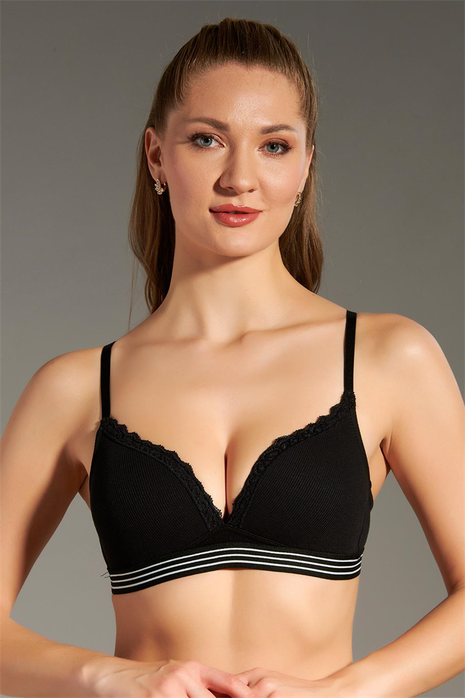 Lace Detail Unpadded Kids Bra C18132 Black