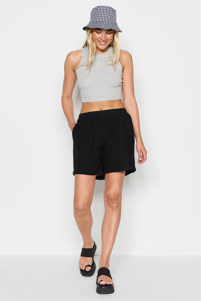 C&City Women Muslin Organic Cotton Shorts 744 Black