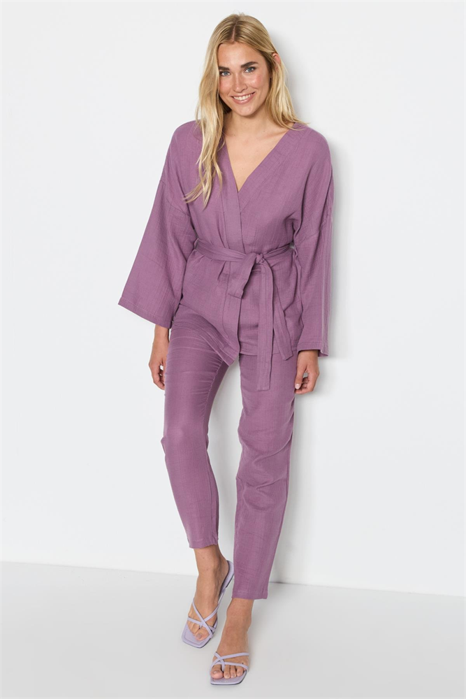 C&City Women Organic Cotton Muslin Triple Kimono Set 9120 Purple