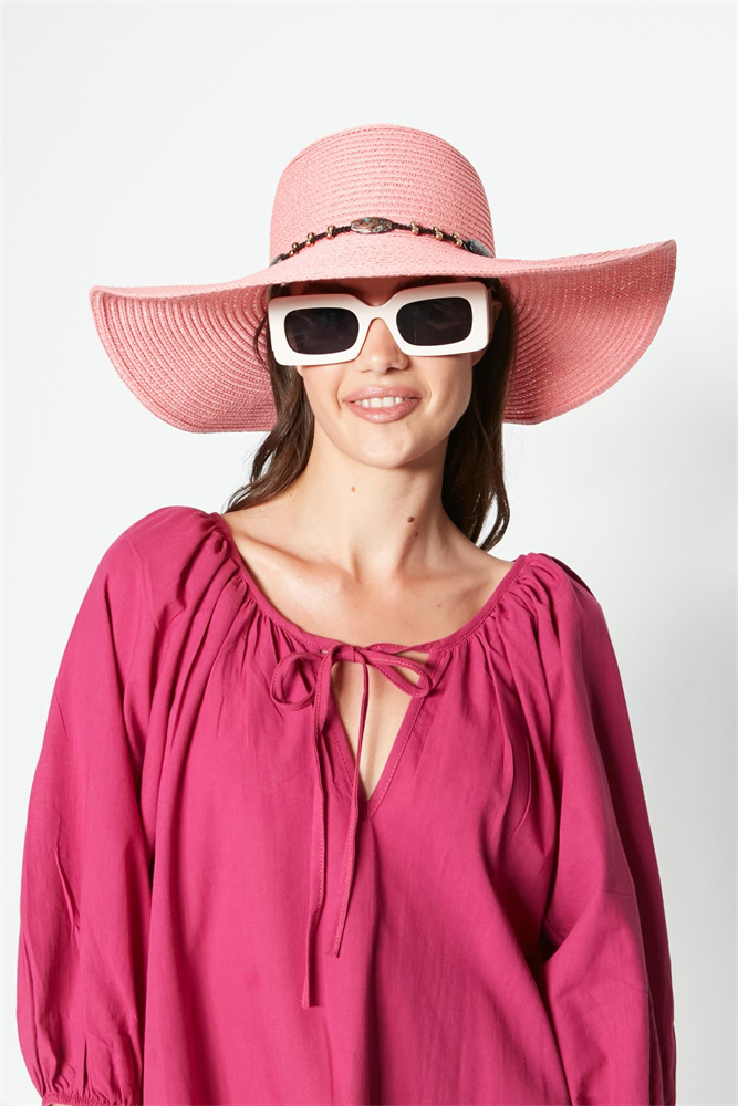 C&City Women Straw Hat Y23730-01 Salmon Color