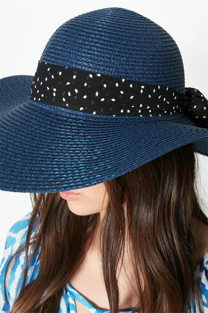 C&City Women Straw Hat Y23730-24 Navy Blue