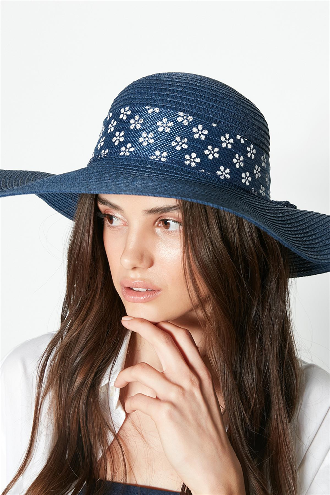 C&City Women Straw Hat Y23730-27 Navy Blue