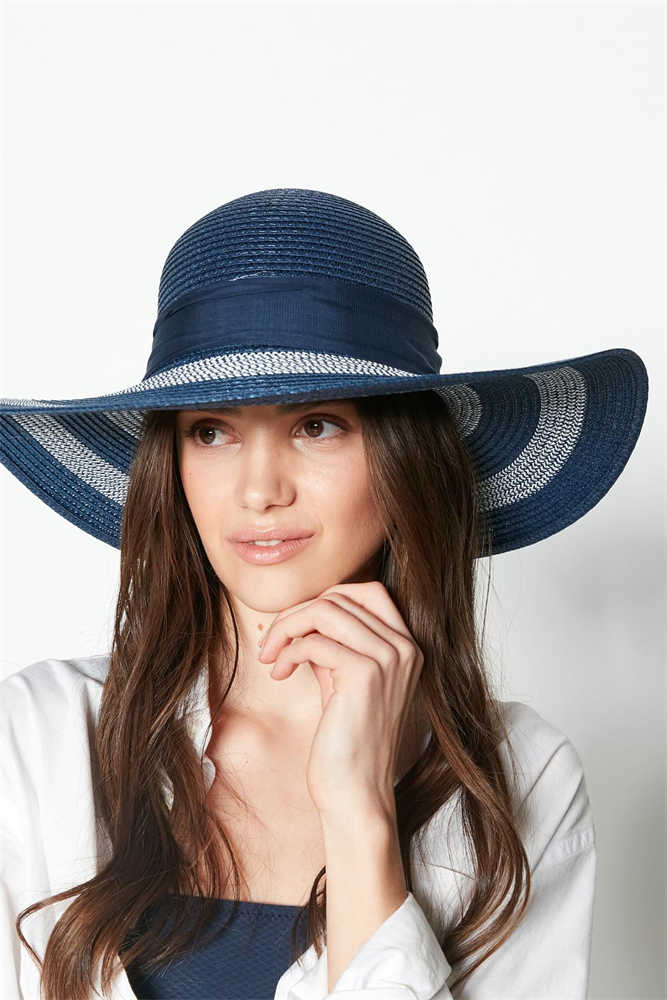C&City Women Straw Hat Y23730-30 Navy Blue