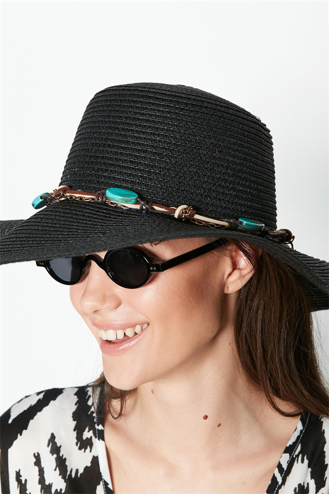 C&City Women Straw Hat Y87300-04 Black