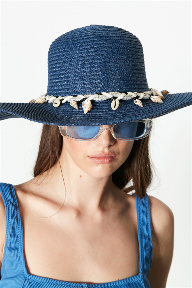 C&City Women Straw Hat Y87300-14 Navy Blue