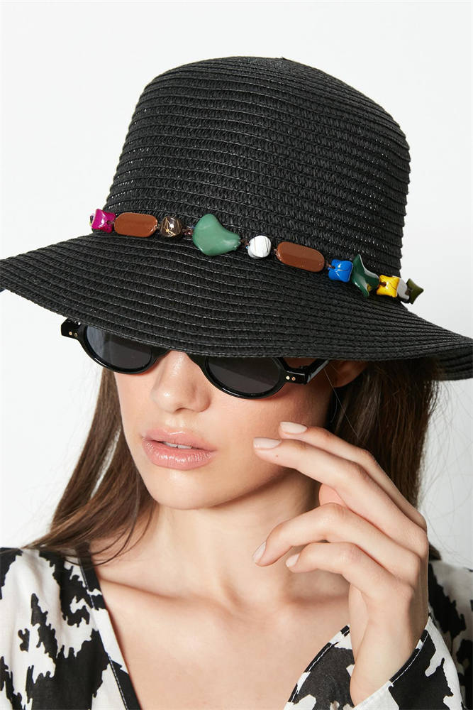 C&City Women Straw Hat Y23730-50 Black