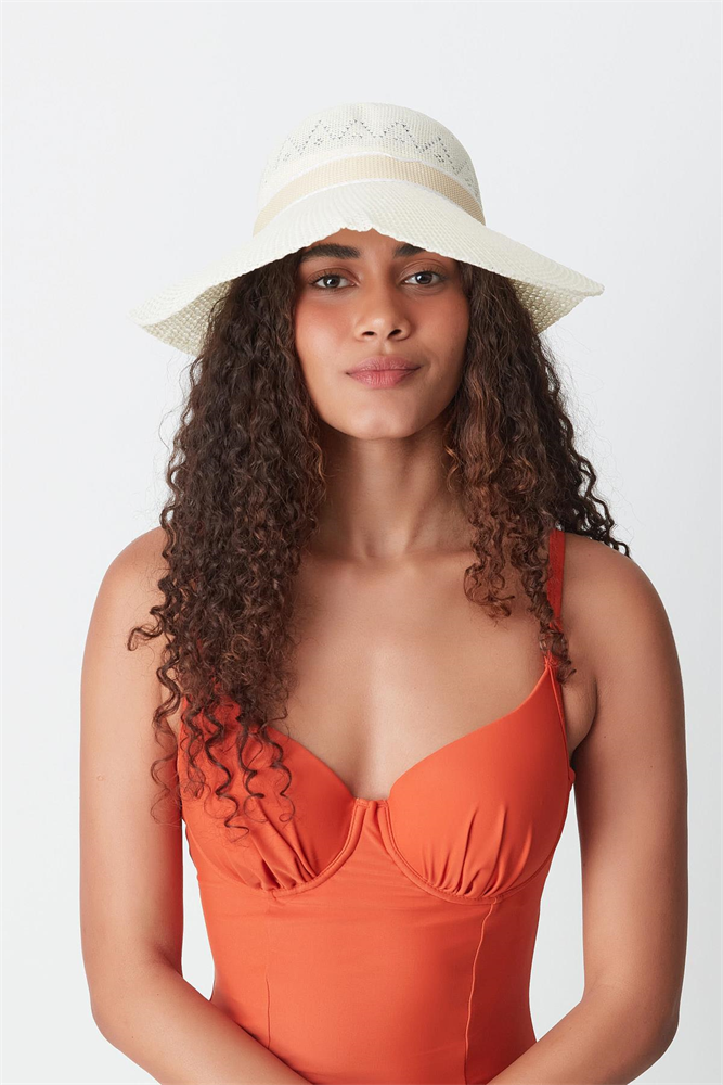Mercerized Beach Hat T24740-02 Cream Color