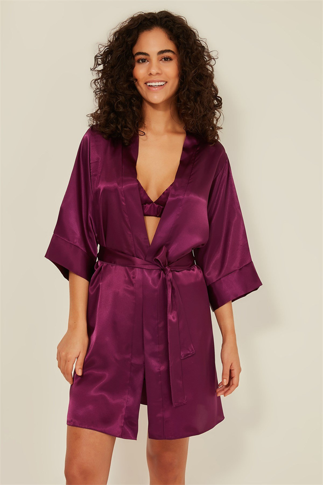 C&City Women Satin Nightgown 090 Purple