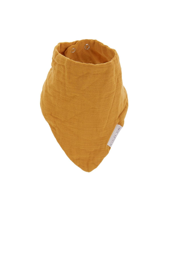 Baby Organic Cotton Muslin Triangle Bib  Mustard Color