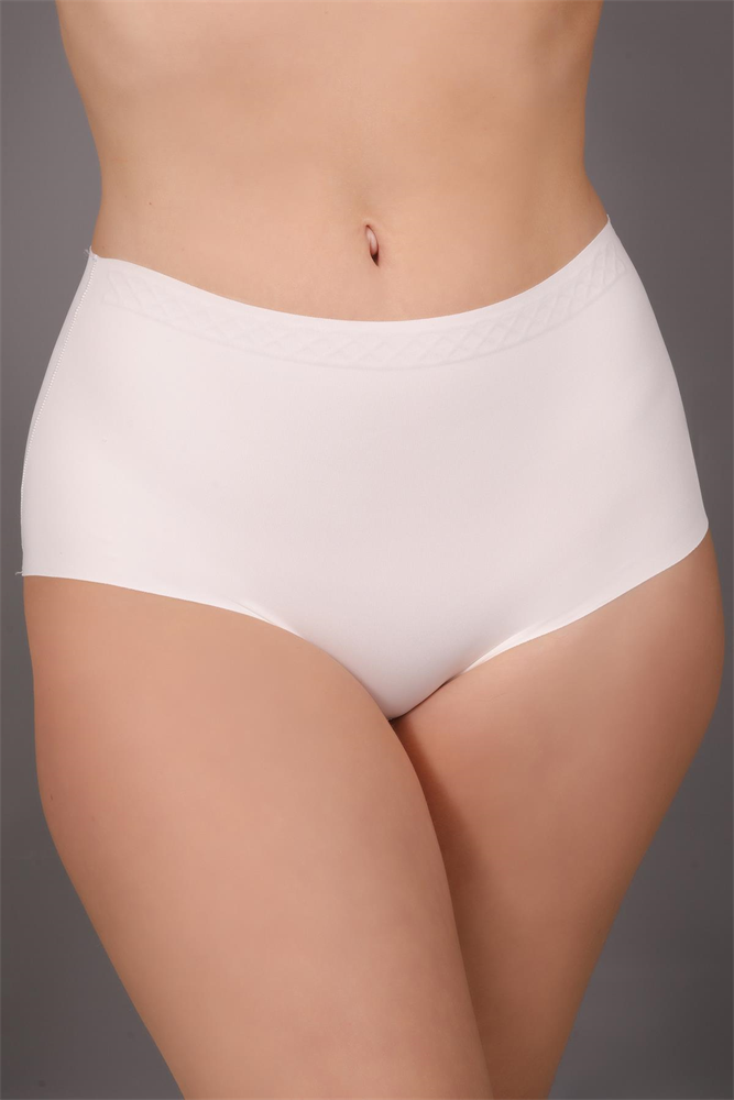 Plus Size Non-Slip High-Waisted Laser Cut Panties C19201 Ecru