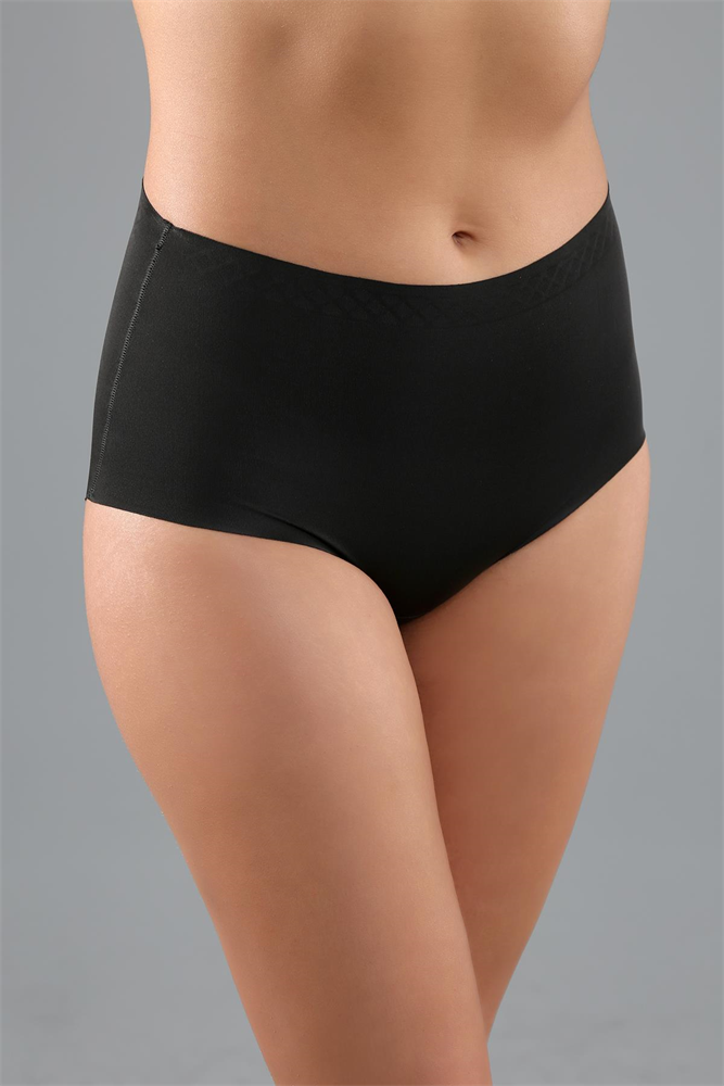 Plus Size Non-Slip High-Waisted Laser Cut Panties C19201 Black