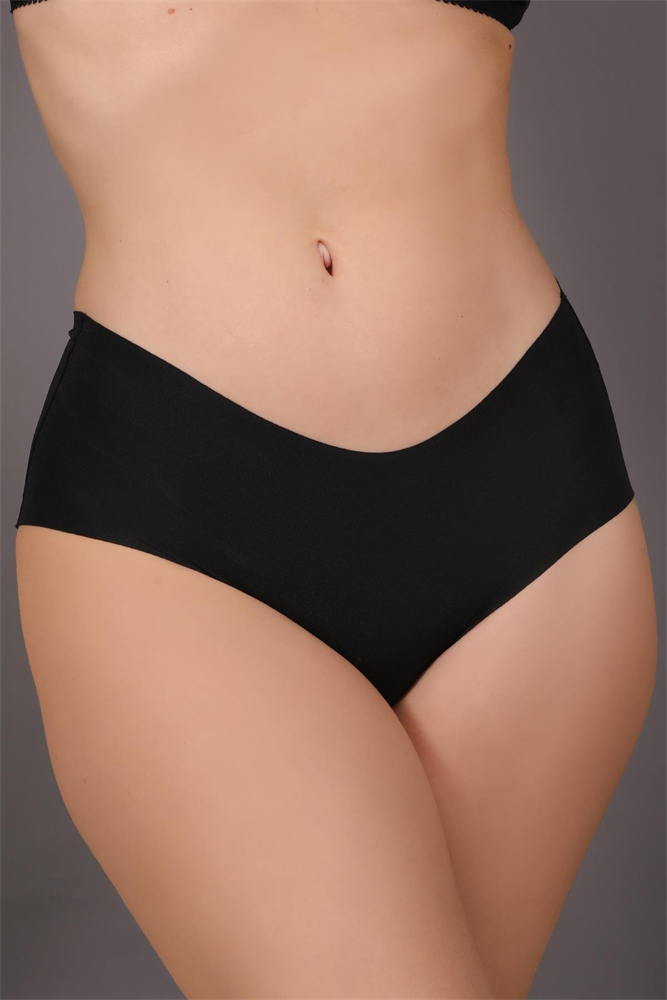 Plus Size Non-Slip High-Waisted Laser Cut Panties C19202 Black