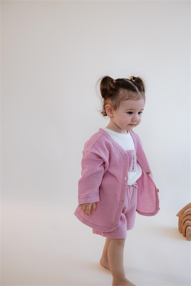 Baby Organic Cotton Muslin Vest Pink