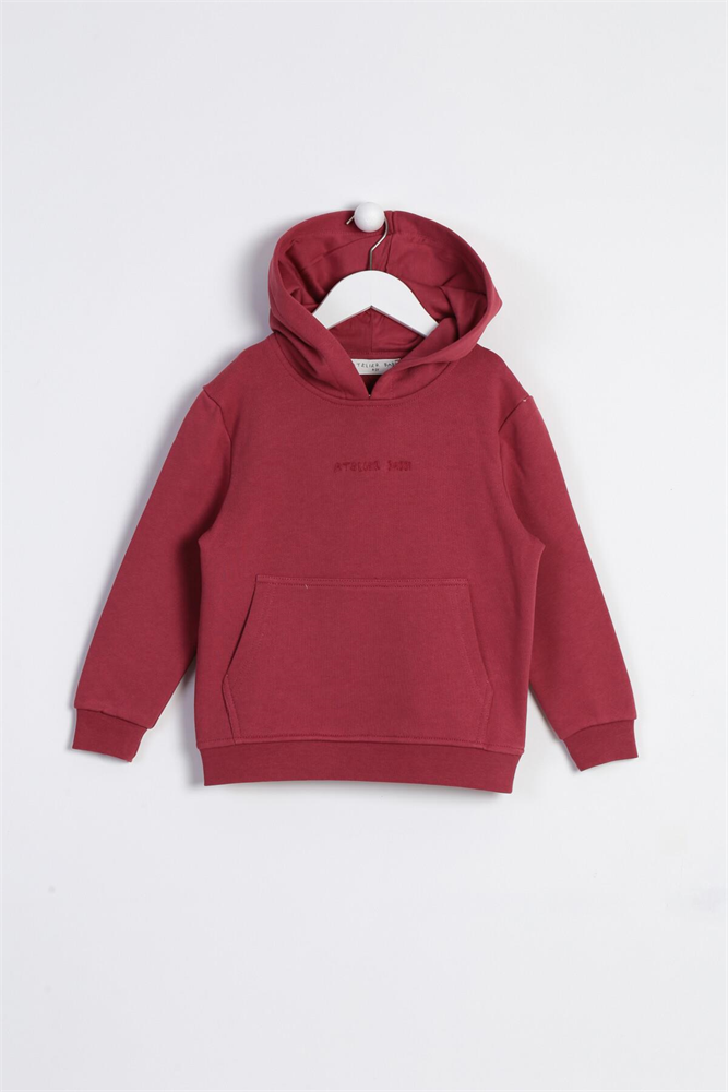 Children's Long Sleeve Hooded Sweatshirt Burgundy