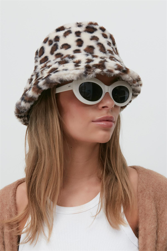 Plush Bucket Hat 8007 Brown/Leopard