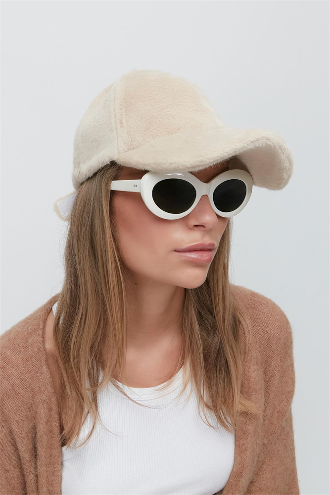 Plush Brimmed Hat 8008 Beige