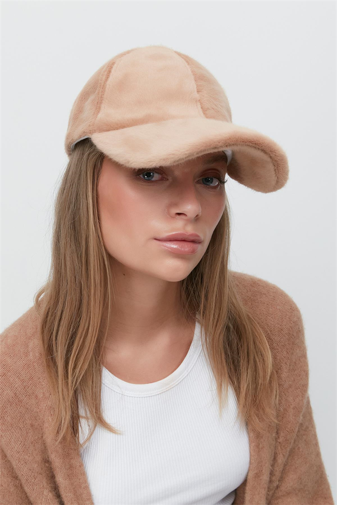 Plush Brimmed Hat 8008 Camel Color