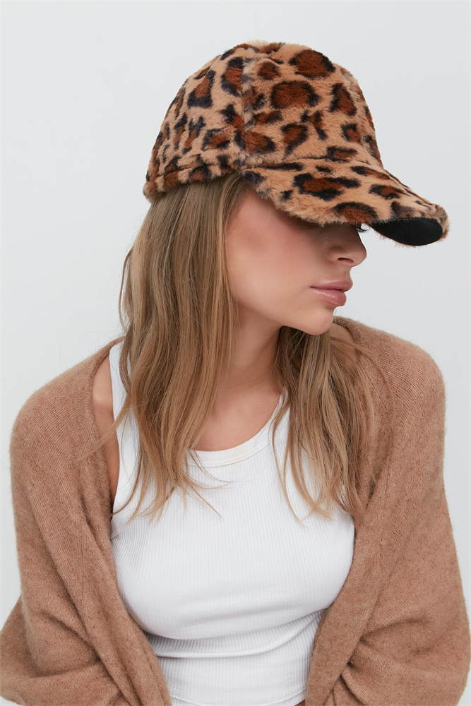 Plush Brimmed Hat 8008 Leopard Color