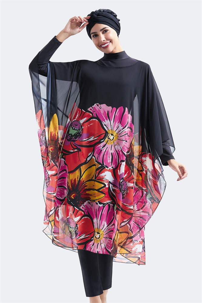 Chiffon Poncho Pareo Beach Dress C14311 Black