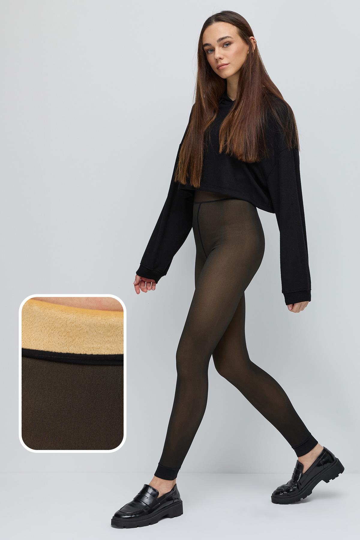 C&City Women Thermal Warm Velvet Legging Plush Skin