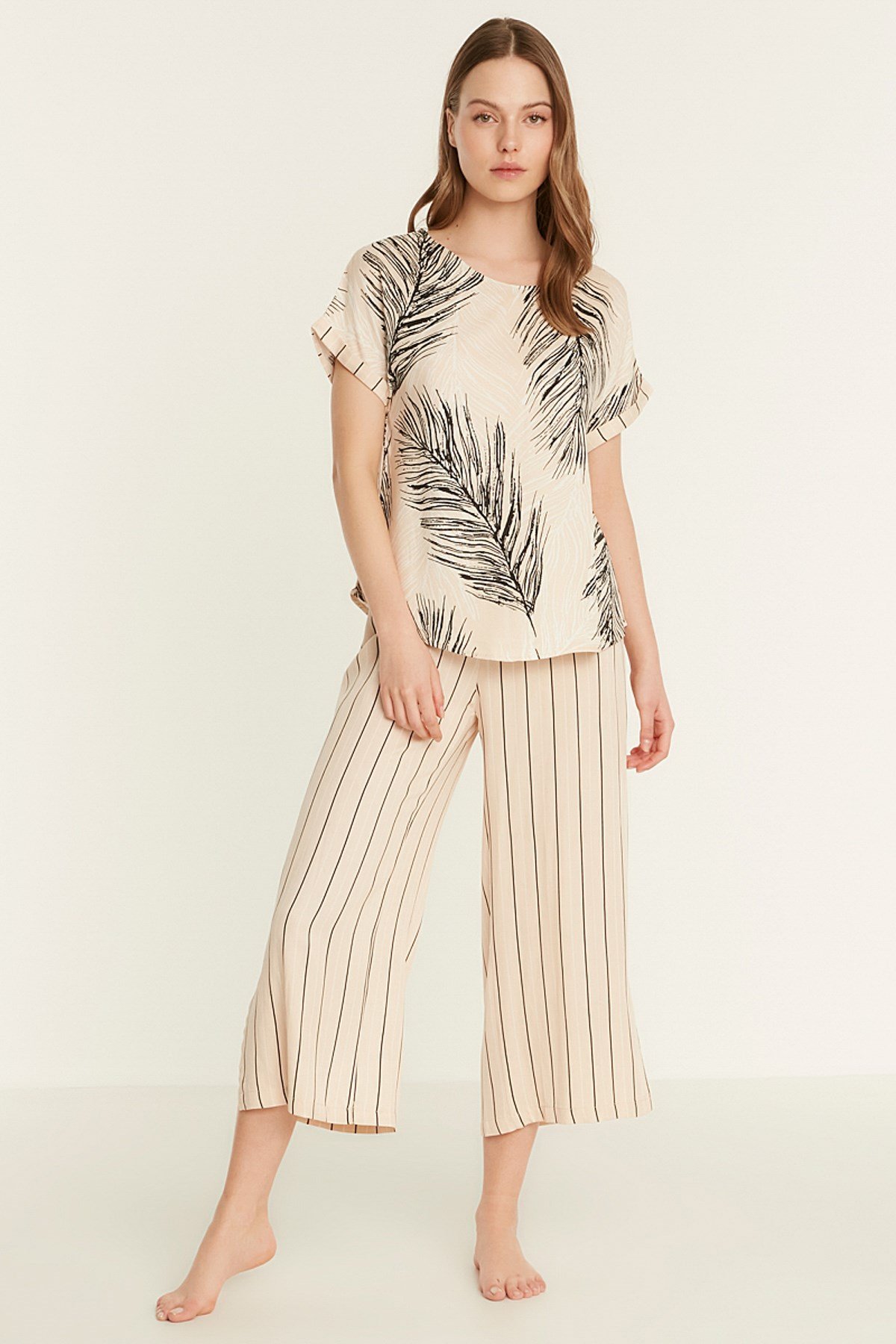 C&City Viscose Pyjama Set 9081 Cream Color