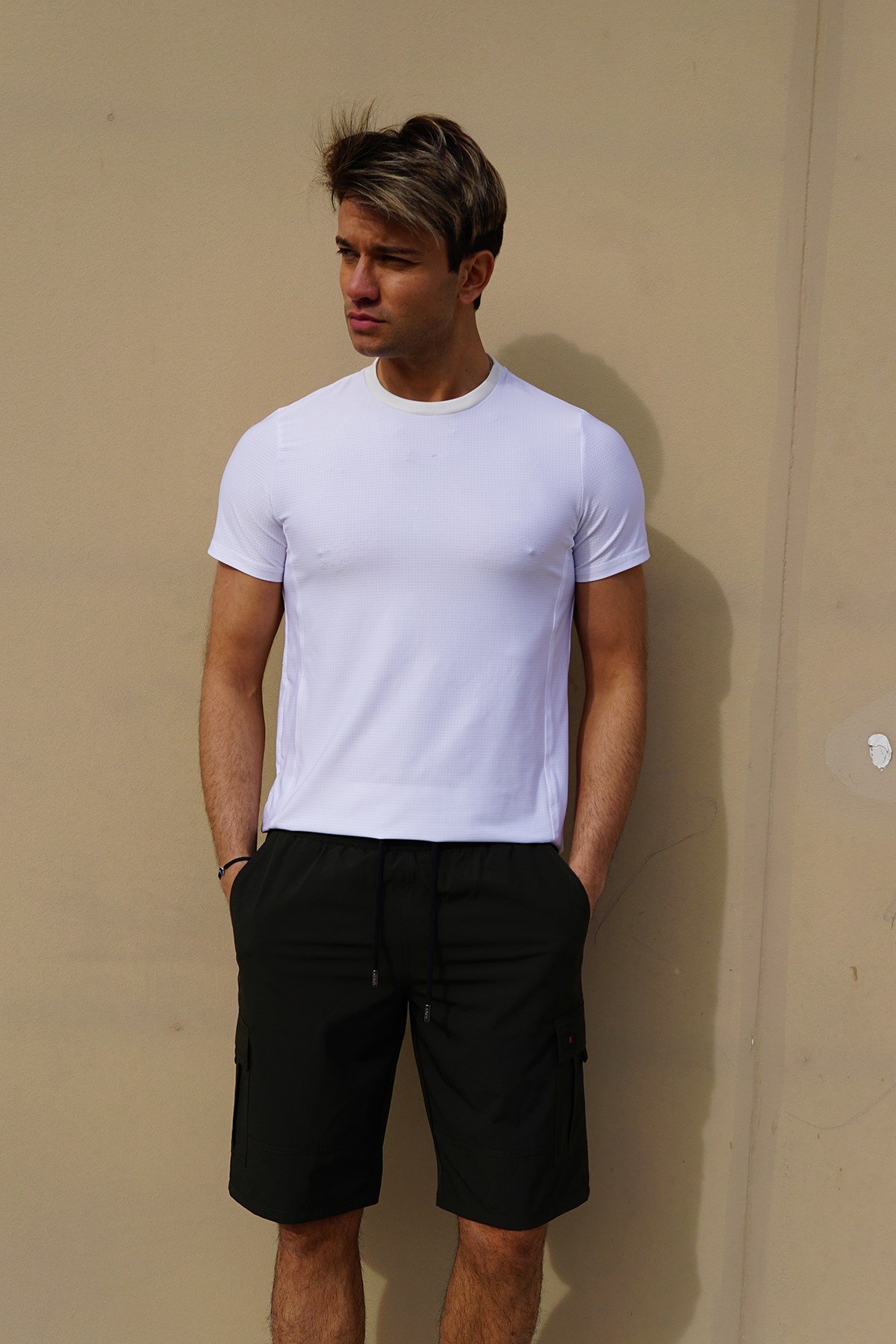 C&City Erkek Büyük Beden Likralı Deniz Şort C1444 Camel Khaki