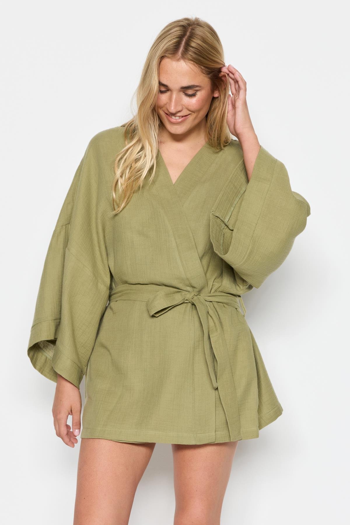 C&City Women Organic Cotton Muslin Triple Shorts Set 9121 Khaki