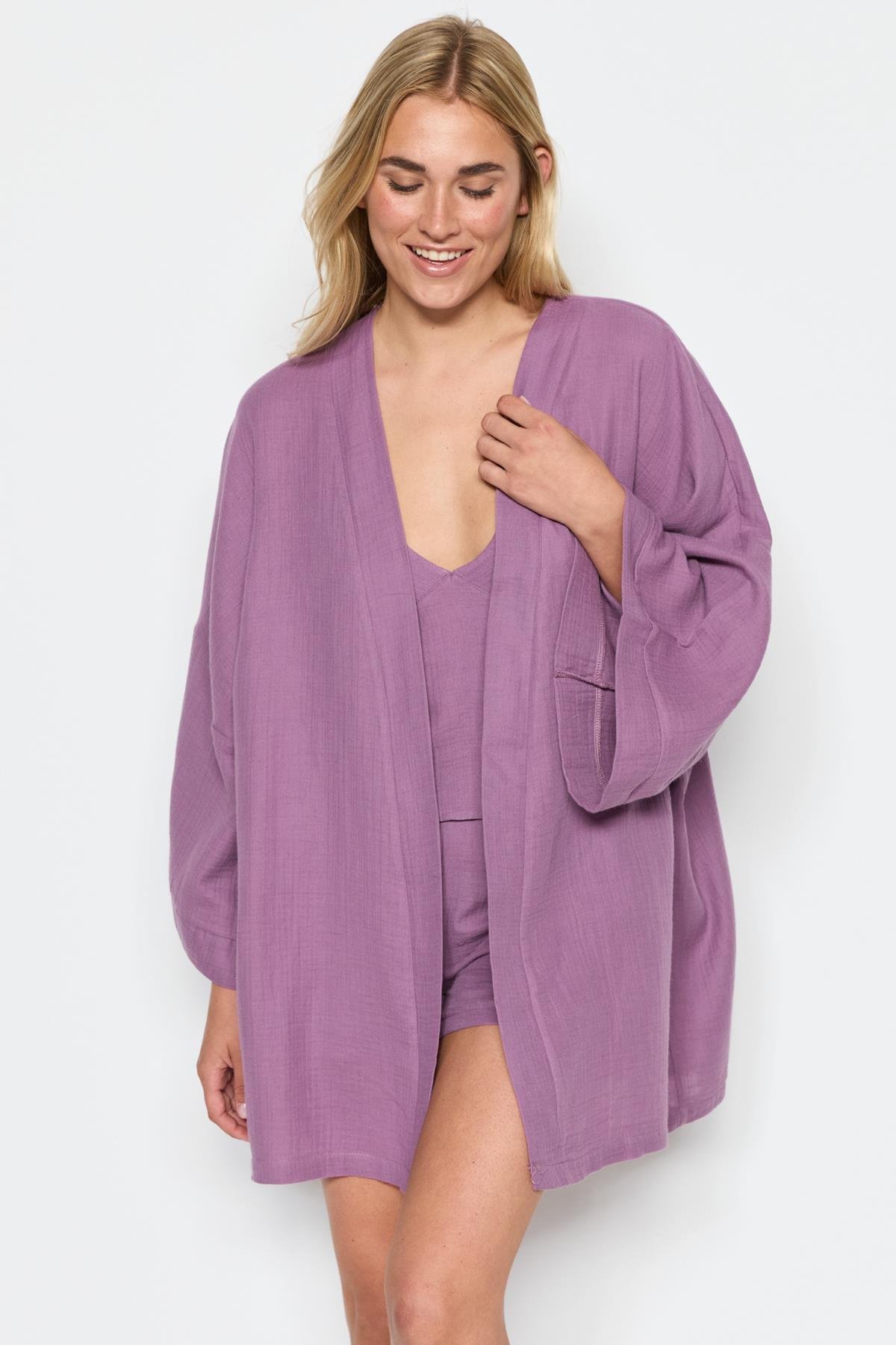 C&City Women Organic Cotton Muslin Triple Shorts Set 9121 Purple