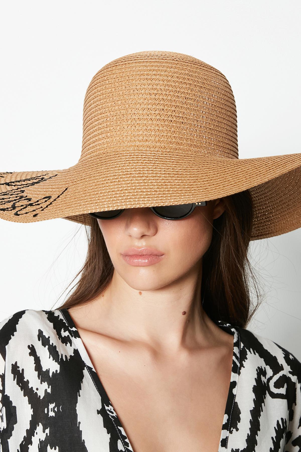 C&City Beach Please Hasır Plaj Şapkası Y8203 Krem Camel Color