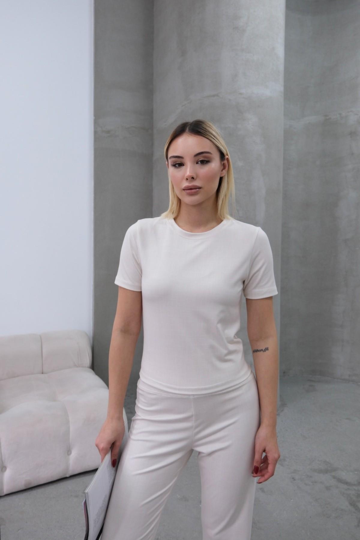 Kadın Kısa Kol Body 411059 Bej