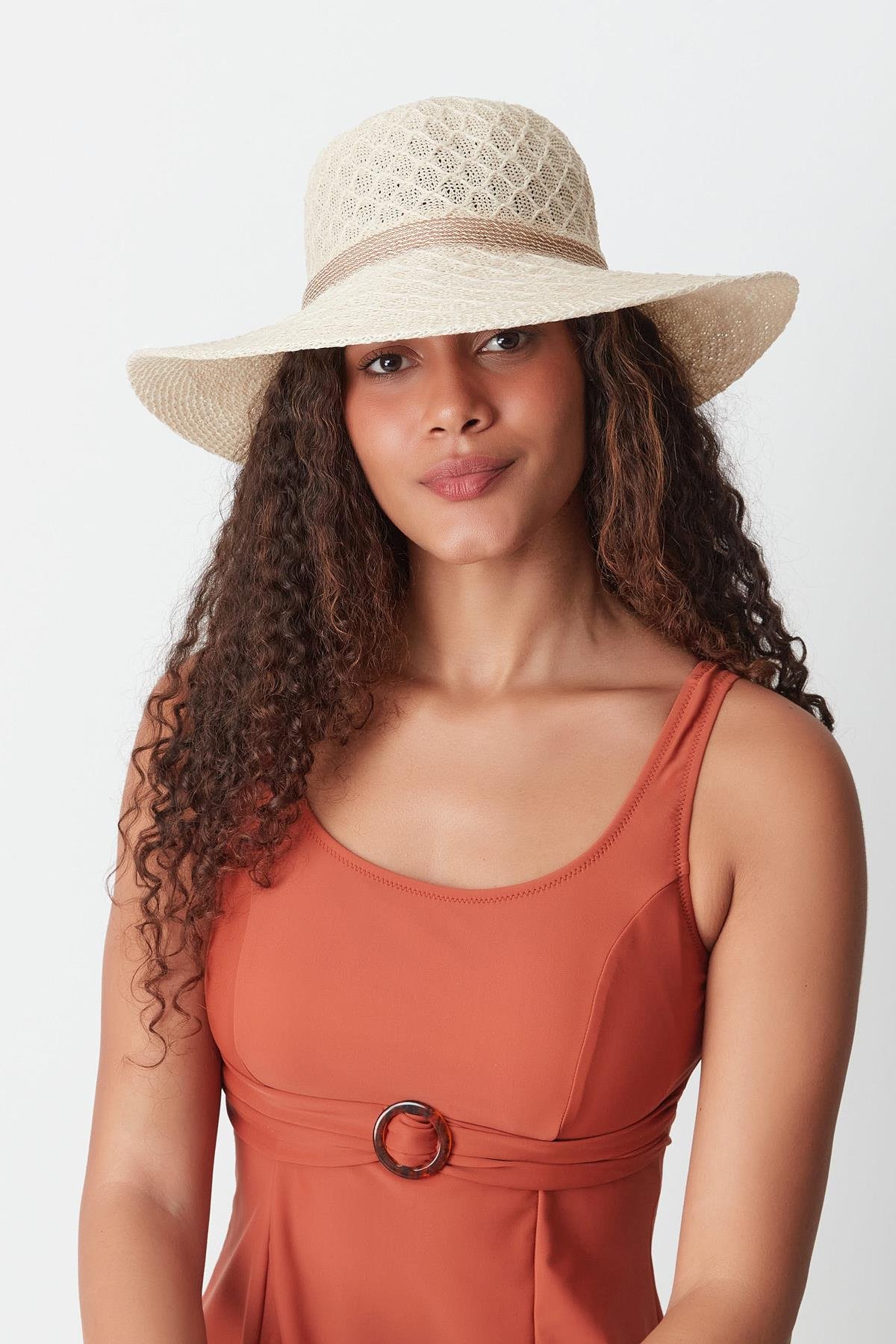 Mercerized Beach Hat T24740-04 Light Beige