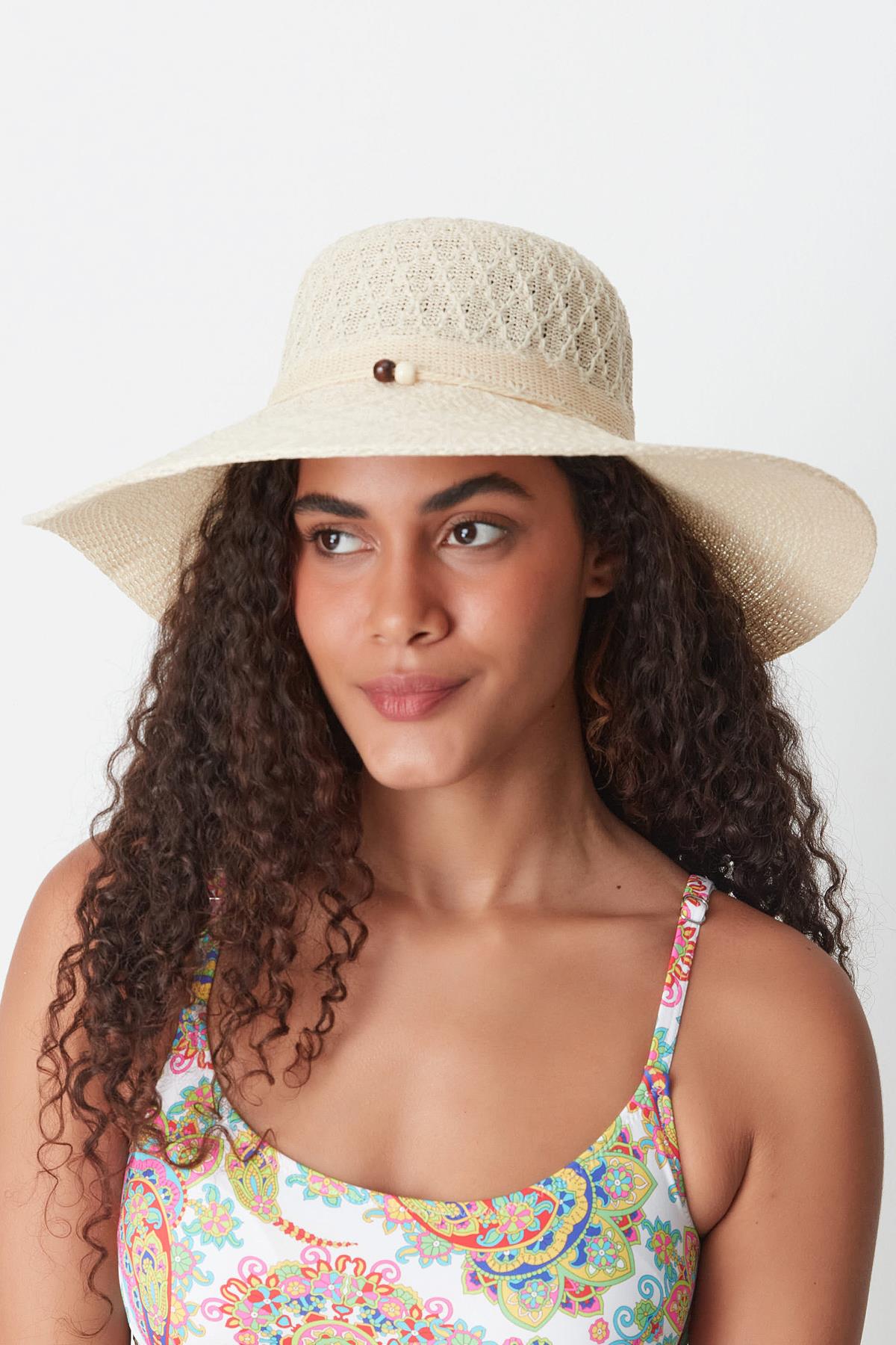 Mercerized Beach Hat T24740-07 Light Beige